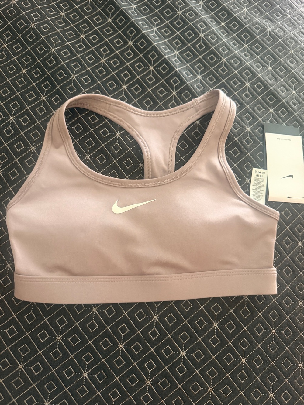 Nike Light Mauve Racerback Sports Bra with White Swoosh
